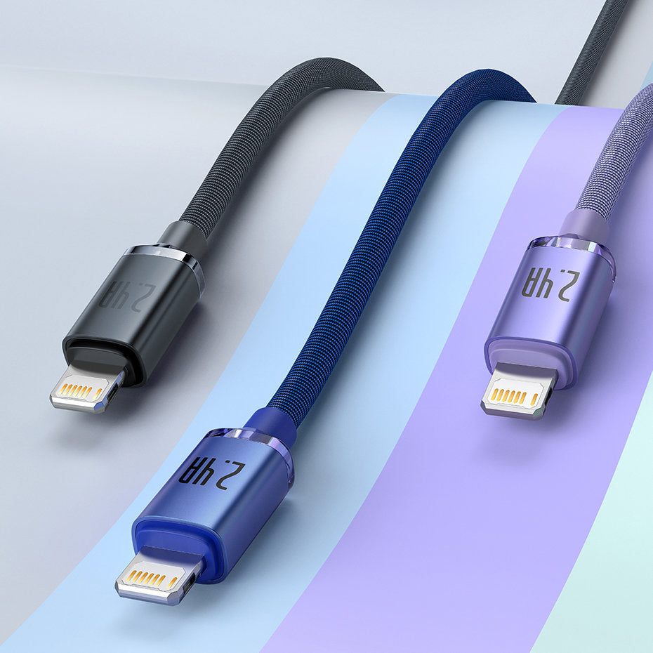 Baseus Crystal Shine Series cable USB cable for fast charging and data transfer USB Type A - Lightning 2.4A 1.2m black (CAJY000001)