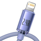 Baseus Crystal Shine Series cable USB cable for fast charging and data transfer USB Type A - Lightning 2.4A 1.2m purple (CAJY000005)
