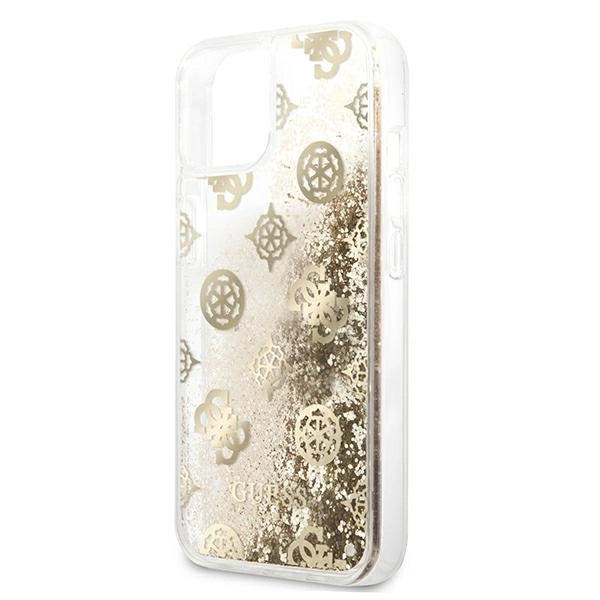 Guess GUHCP13SLGPEGO iPhone 13 mini 5.4" gold/gold hardcase Peony Liquid Glitter