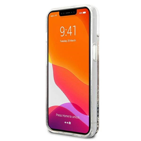 Guess GUHCP13SLGPEGO iPhone 13 mini 5.4" gold/gold hardcase Peony Liquid Glitter