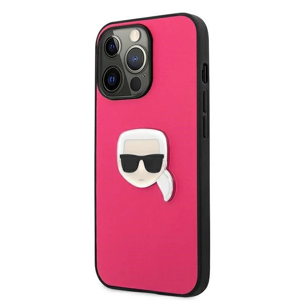 Karl Lagerfeld Leather Ikonik Karl's Head Metal Case for iPhone 13 Pro / 13 6.1" - Pink