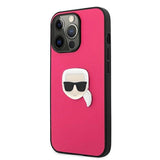 Karl Lagerfeld Leather Ikonik Karl's Head Metal Case for iPhone 13 Pro / 13 6.1" - Pink