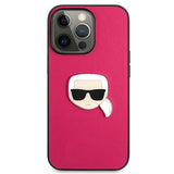 Karl Lagerfeld Leather Ikonik Karl's Head Metal Case for iPhone 13 Pro / 13 6.1" - Pink