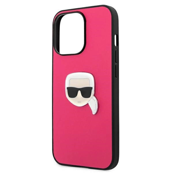 Karl Lagerfeld Leather Ikonik Karl's Head Metal Case for iPhone 13 Pro / 13 6.1" - Pink
