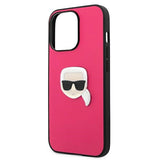 Karl Lagerfeld Leather Ikonik Karl's Head Metal Case for iPhone 13 Pro / 13 6.1" - Pink