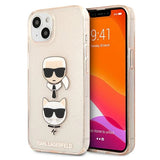 Karl Lagerfeld Glitter Karl's & Choupette Head Case for iPhone 13 mini - Gold
