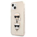 Karl Lagerfeld Glitter Karl's & Choupette Head Case for iPhone 13 mini - Gold