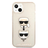 Karl Lagerfeld Glitter Karl's & Choupette Head Case for iPhone 13 mini - Gold