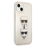 Karl Lagerfeld Glitter Karl's & Choupette Head Case for iPhone 13 mini - Gold