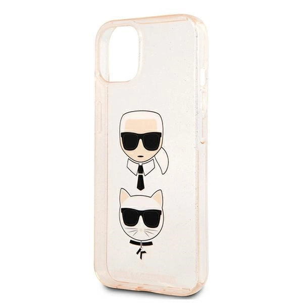 Karl Lagerfeld Glitter Karl's & Choupette Head Case for iPhone 13 mini - Gold