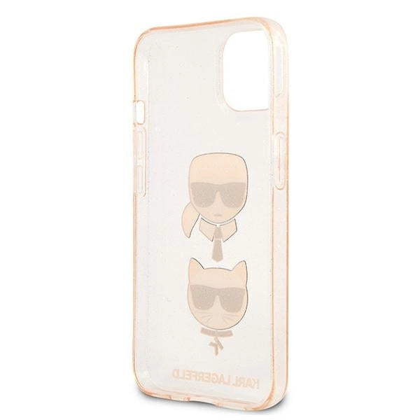 Karl Lagerfeld Glitter Karl's & Choupette Head Case for iPhone 13 mini - Gold