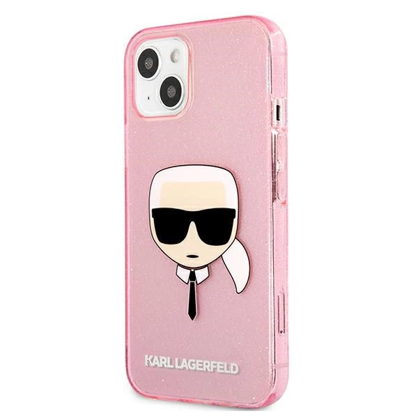 Karl Lagerfeld Glitter Karl's Head Case for iPhone 13 mini - Pink