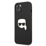 Karl Lagerfeld Leather Ikonik Karl's Head Metal Case for iPhone 13 mini - Black