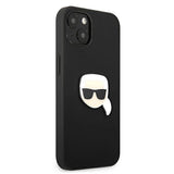 Karl Lagerfeld Leather Ikonik Karl's Head Metal Case for iPhone 13 mini - Black