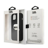 Karl Lagerfeld Leather Ikonik Karl's Head Metal Case for iPhone 13 mini - Black