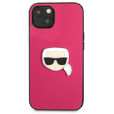 Karl Lagerfeld Leather Ikonik Karl's Head Metal Case for iPhone 13 mini - Pink
