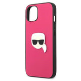 Karl Lagerfeld Leather Ikonik Karl's Head Metal Case for iPhone 13 mini - Pink