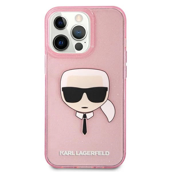 Karl Lagerfeld Glitter Karl's Head Case for iPhone 13 Pro Max - Pink