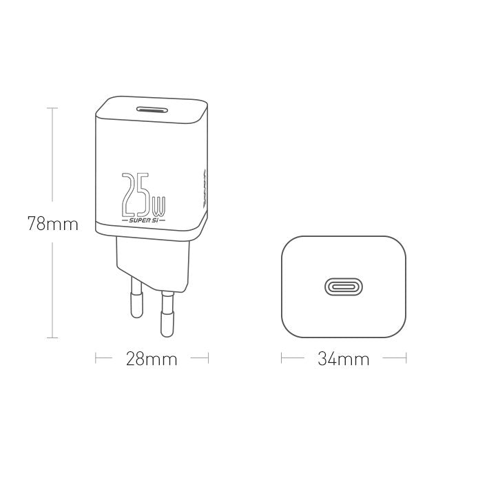 Baseus Super Si 1C fast charger USB Type C 25W Power Delivery Quick Charge black (CCSP020101)