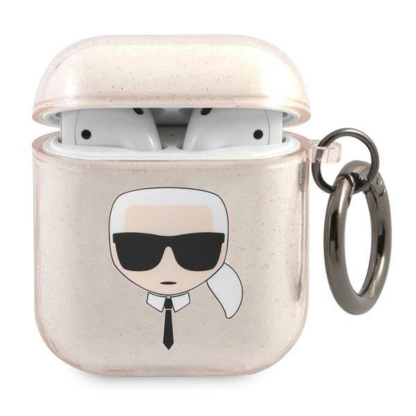 Karl Lagerfeld Glitter Karl's Head Case for AirPods 1/2 - Gold