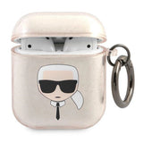 Karl Lagerfeld Glitter Karl's Head Case for AirPods 1/2 - Gold