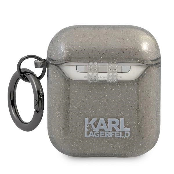 Karl Lagerfeld Glitter Karl's Head Case for AirPods 1/2 - Black