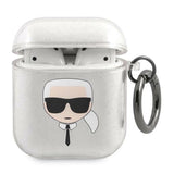 Karl Lagerfeld Glitter Karl's Head case for AirPods 1/2 - silver