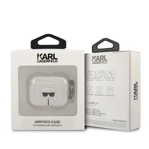 Karl Lagerfeld Glitter Karl's Head case for AirPods 3 - silver
