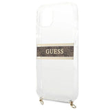 Guess GUHCP13SKC4GBGO iPhone 13 mini 5.4" Transparent hardcase 4G Brown Strap Gold Chain