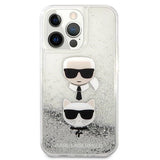 Karl Lagerfeld Liquid Glitter Karl&Choupette Head case for iPhone 13 Pro / iPhone 13 - silver