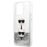 Karl Lagerfeld Liquid Glitter Karl&Choupette Head case for iPhone 13 Pro / iPhone 13 - silver