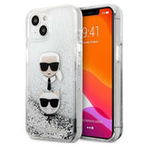 Karl Lagerfeld Liquid Glitter Karl&Choupette Head case for iPhone 13 mini - silver
