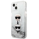 Karl Lagerfeld Liquid Glitter Karl&Choupette Head case for iPhone 13 mini - silver