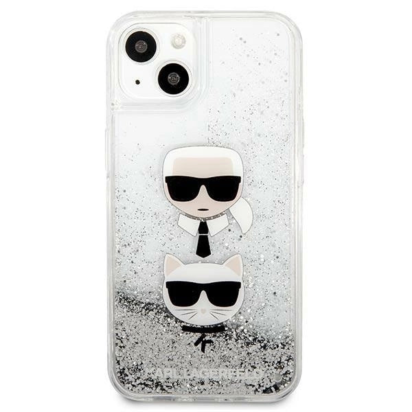 Karl Lagerfeld Liquid Glitter Karl&Choupette Head case for iPhone 13 mini - silver