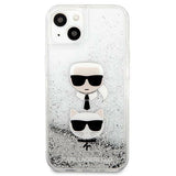 Karl Lagerfeld Liquid Glitter Karl&Choupette Head case for iPhone 13 mini - silver