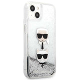 Karl Lagerfeld Liquid Glitter Karl&Choupette Head case for iPhone 13 mini - silver