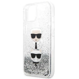 Karl Lagerfeld Liquid Glitter Karl&Choupette Head case for iPhone 13 mini - silver