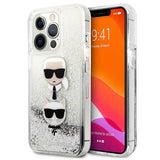 Karl Lagerfeld Liquid Glitter Karl&Choupette Head case for iPhone 13 Pro Max - silver