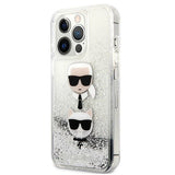 Karl Lagerfeld Liquid Glitter Karl&Choupette Head case for iPhone 13 Pro Max - silver