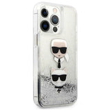 Karl Lagerfeld Liquid Glitter Karl&Choupette Head case for iPhone 13 Pro Max - silver
