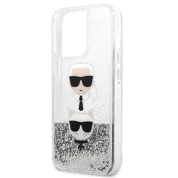 Karl Lagerfeld Liquid Glitter Karl&Choupette Head case for iPhone 13 Pro Max - silver