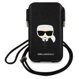 Karl Lagerfeld Saffiano Ikonik Karl's Head Handbag - Black
