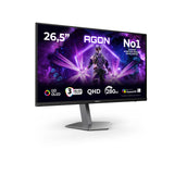 AOC AGON PRO AG276QZD2 computerskærm 67,3 cm (26.5") 2560 x 1440 pixel Quad HD QD-OLED Sort, Grå