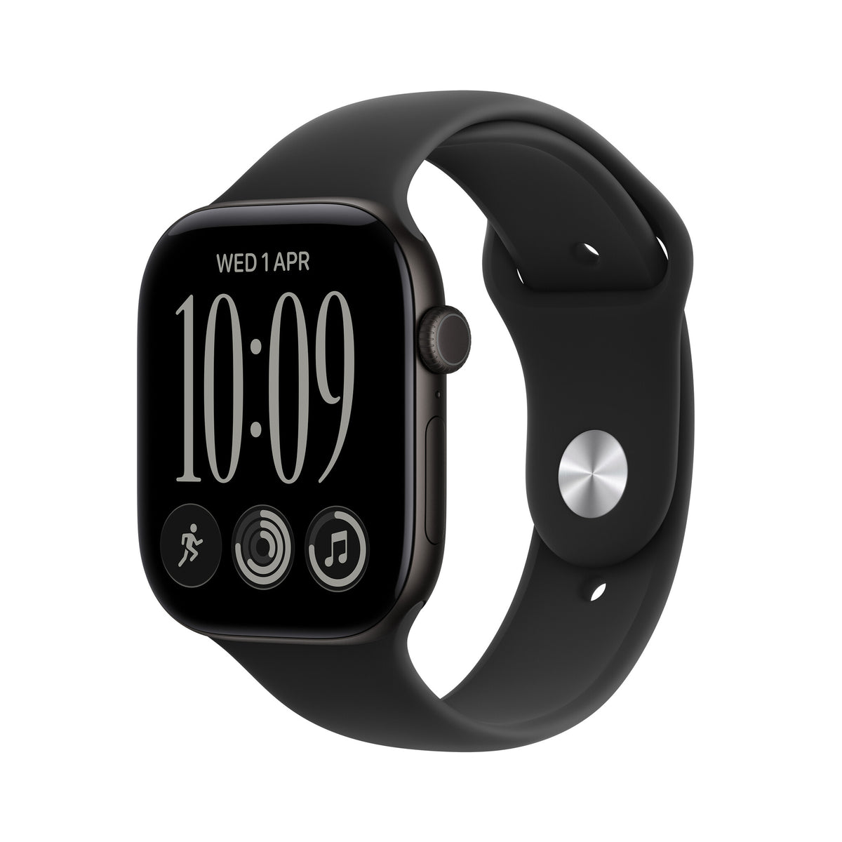 Ismanusis laikrodis Apple Watch Series 12 GPS 46mm Juodas Aliuminio Case with Juodas Sport Band - M/L