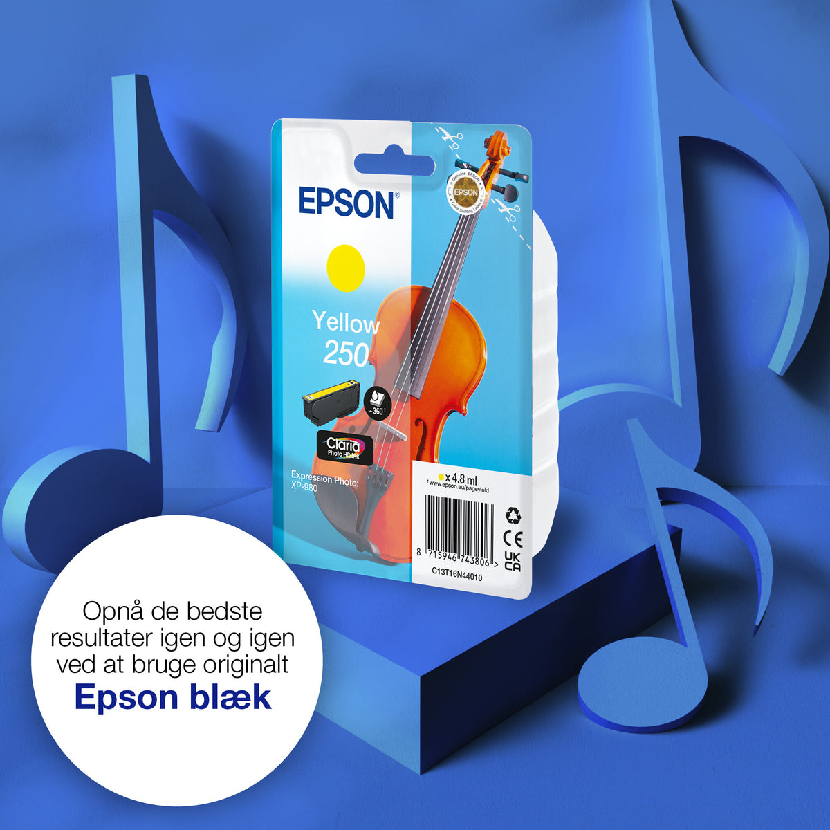 Epson Enkeltpakke, gul 250 Violin Claria Photo HD-blæk