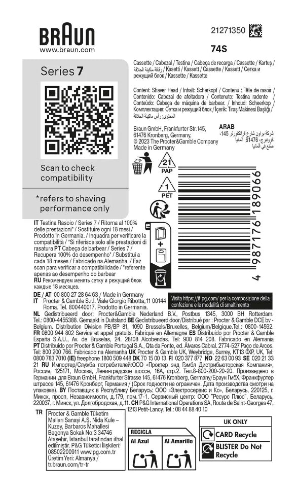 Braun Series 7 74 S Barberingshoved