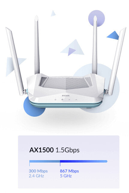 D-Link R15 trådløs router Gigabit Ethernet Dual-band (2,4 GHz / 5 GHz) Hvid