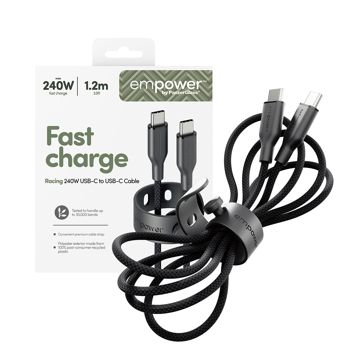 empower by PanzerGlass® Racing 240W USB-C to USB-C