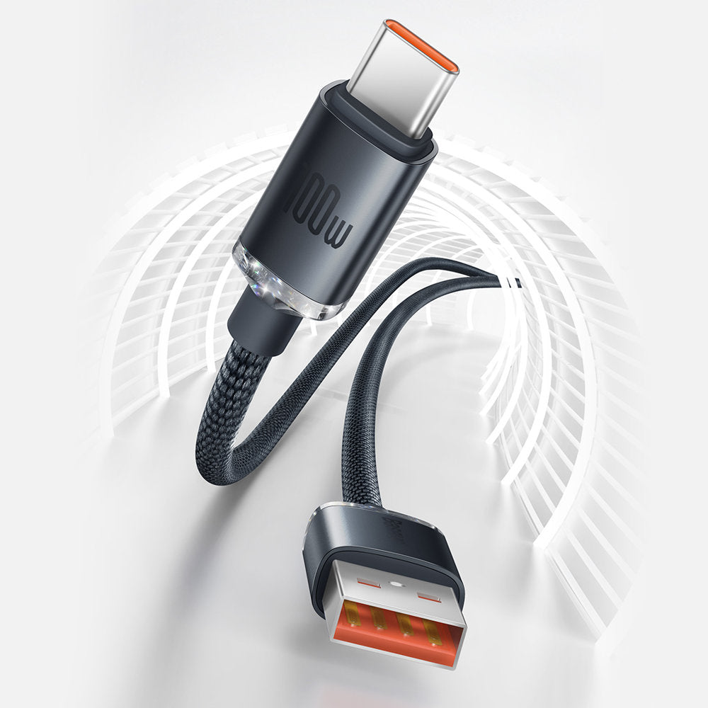 Baseus Crystal Shine Series kabel USB-kabel til hurtig opladning og dataoverførsel USB Type A - USB Type C 100W 1,2m blå (CAJY000403)