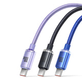 Baseus Crystal Shine Series kabel USB-kabel til hurtig opladning og dataoverførsel USB Type A - USB Type C 100W 1,2m blå (CAJY000403)